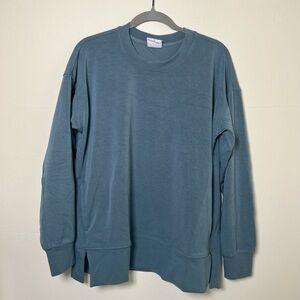 Sage Collective Scuba Long Sleeve Cozy Crew Neck Teal Size S